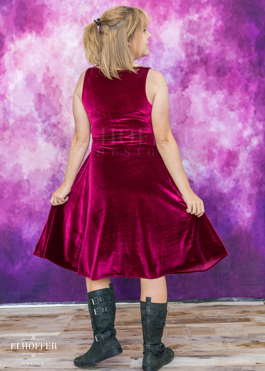 Essential Aquarius Knee Length Dress - Rhodonite Velvet