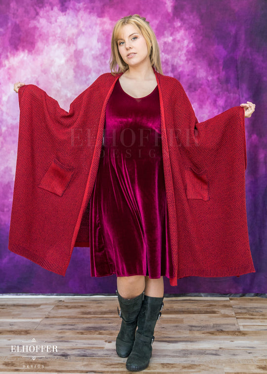 Fae of Night & Stars Knit Robe - Vamp Red