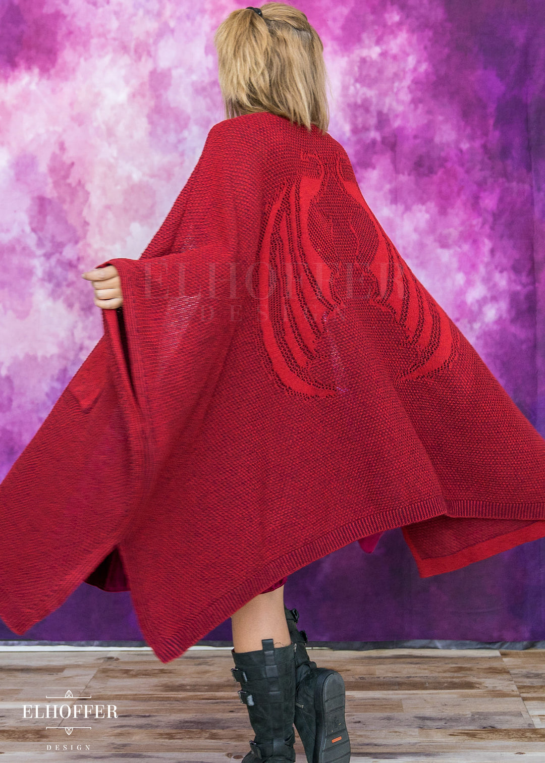 Fae of Night & Stars Knit Robe - Vamp Red