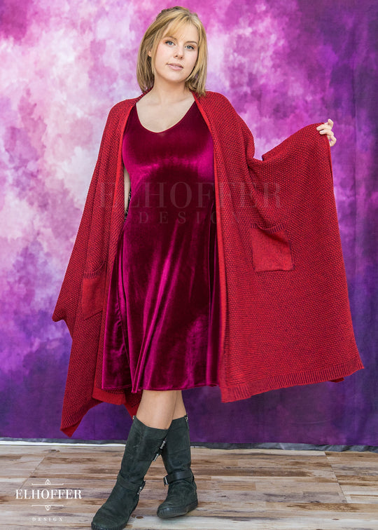 Fae of Night & Stars Knit Robe - Vamp Red