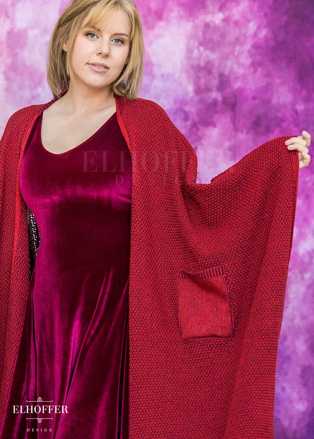 Fae of Night & Stars Knit Robe - Vamp Red