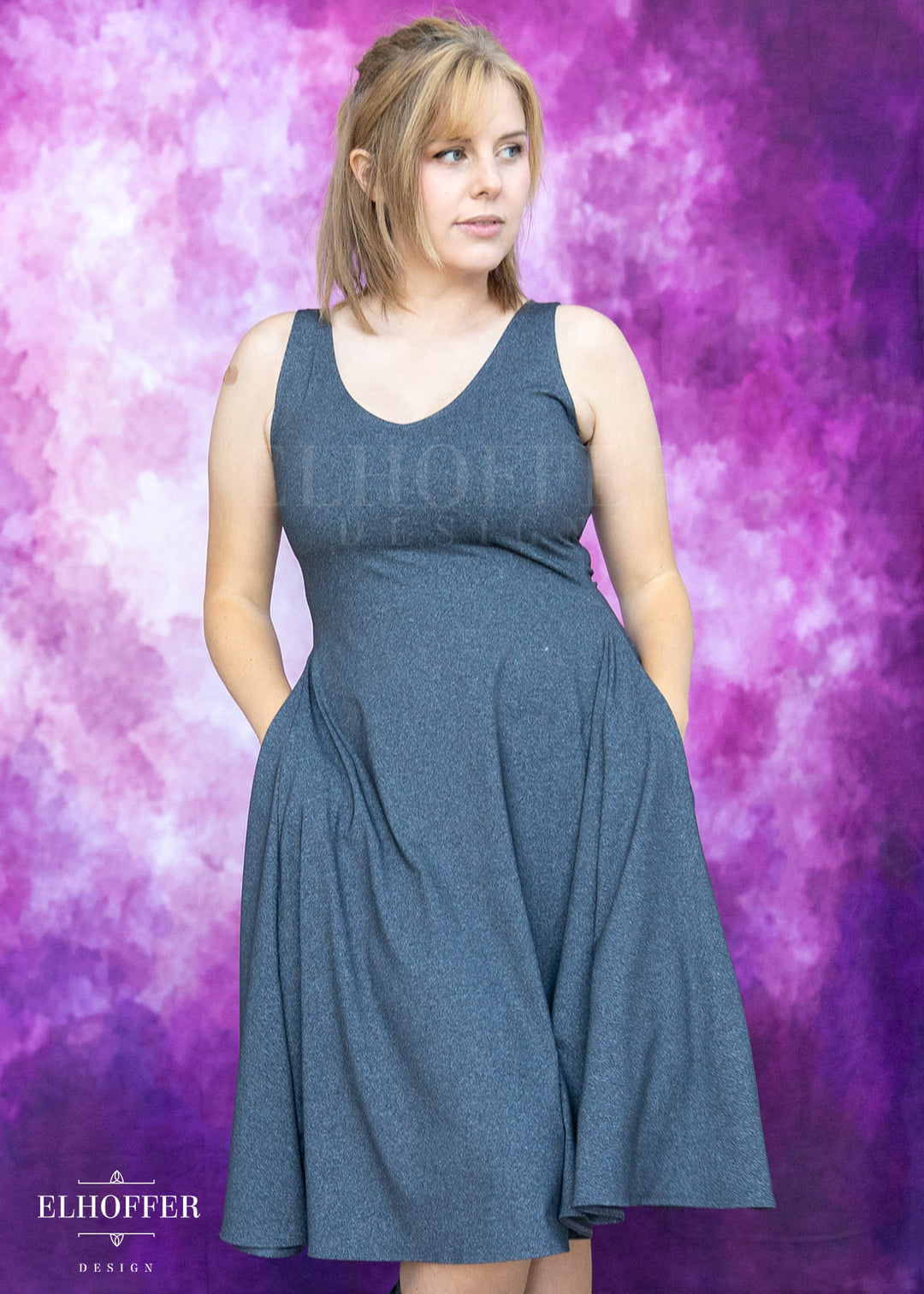 Essential Aquarius Knee Length Dress - Heathered Charcoal