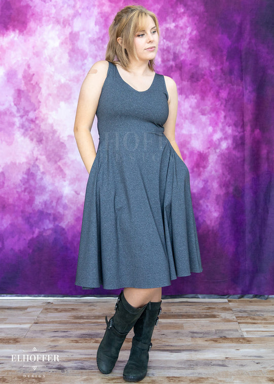 Essential Aquarius Knee Length Dress - Heathered Charcoal