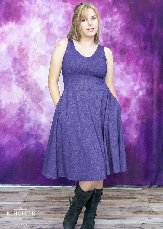 Essential Aquarius Knee Length Dress - Heathered Purple