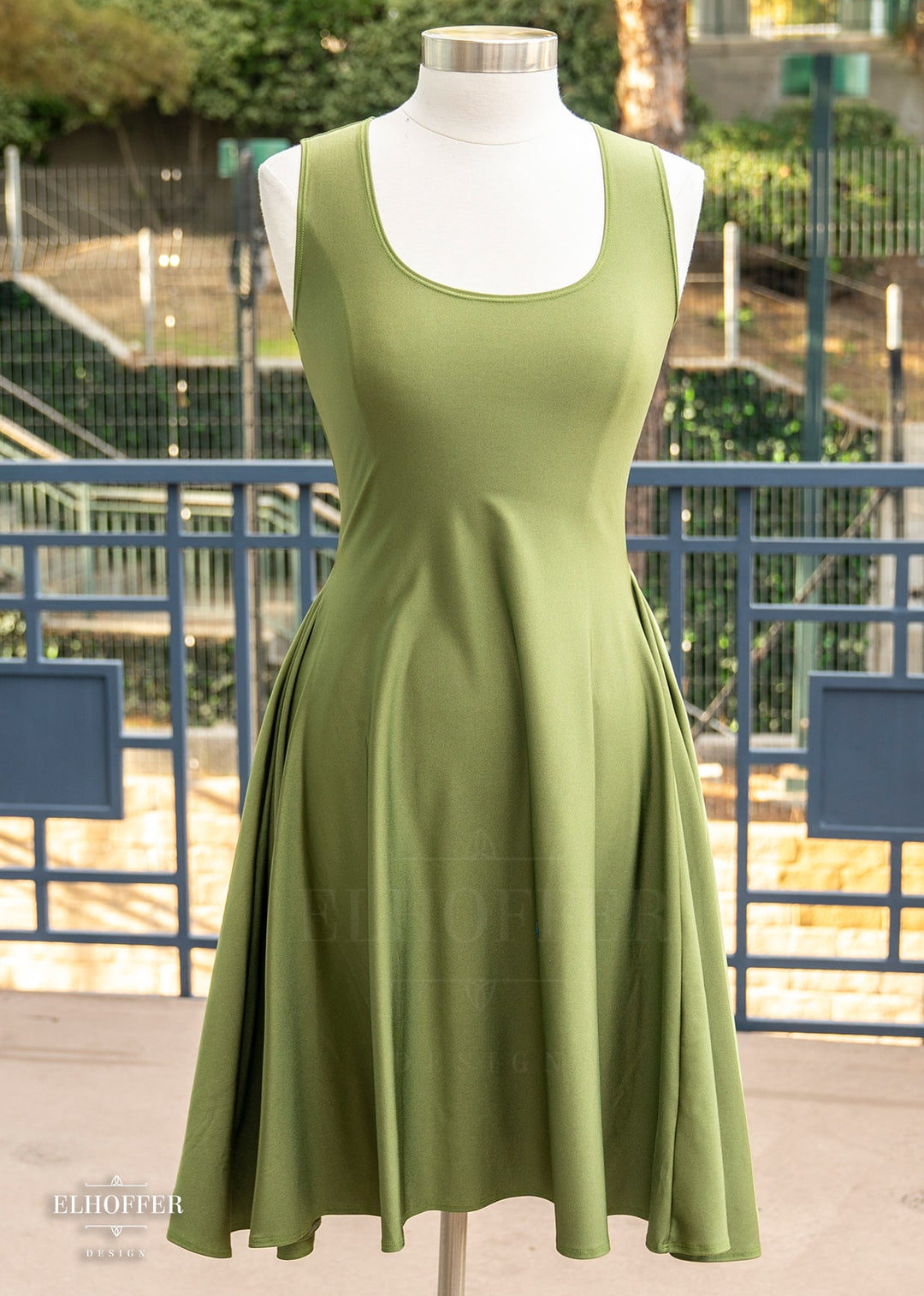 Essential Knee Length Dress - Olive Green