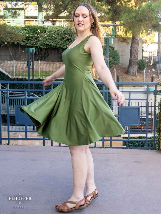 Essential Knee Length Dress - Olive Green