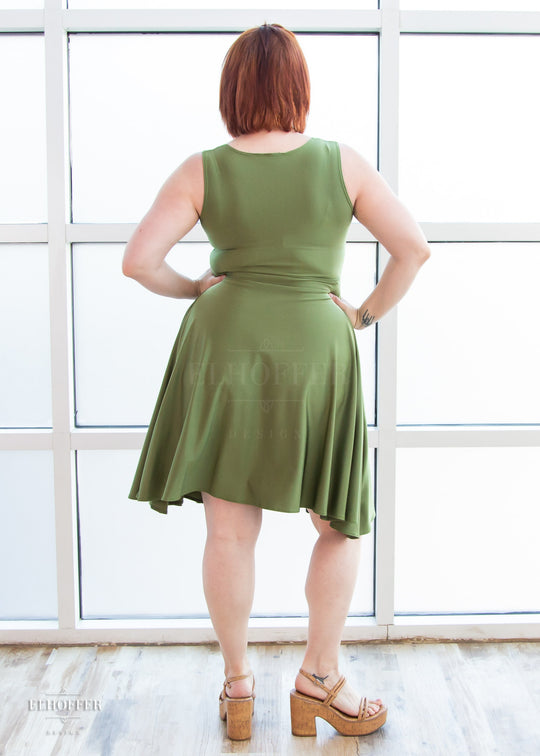 Essential Knee Length Dress - Olive Green