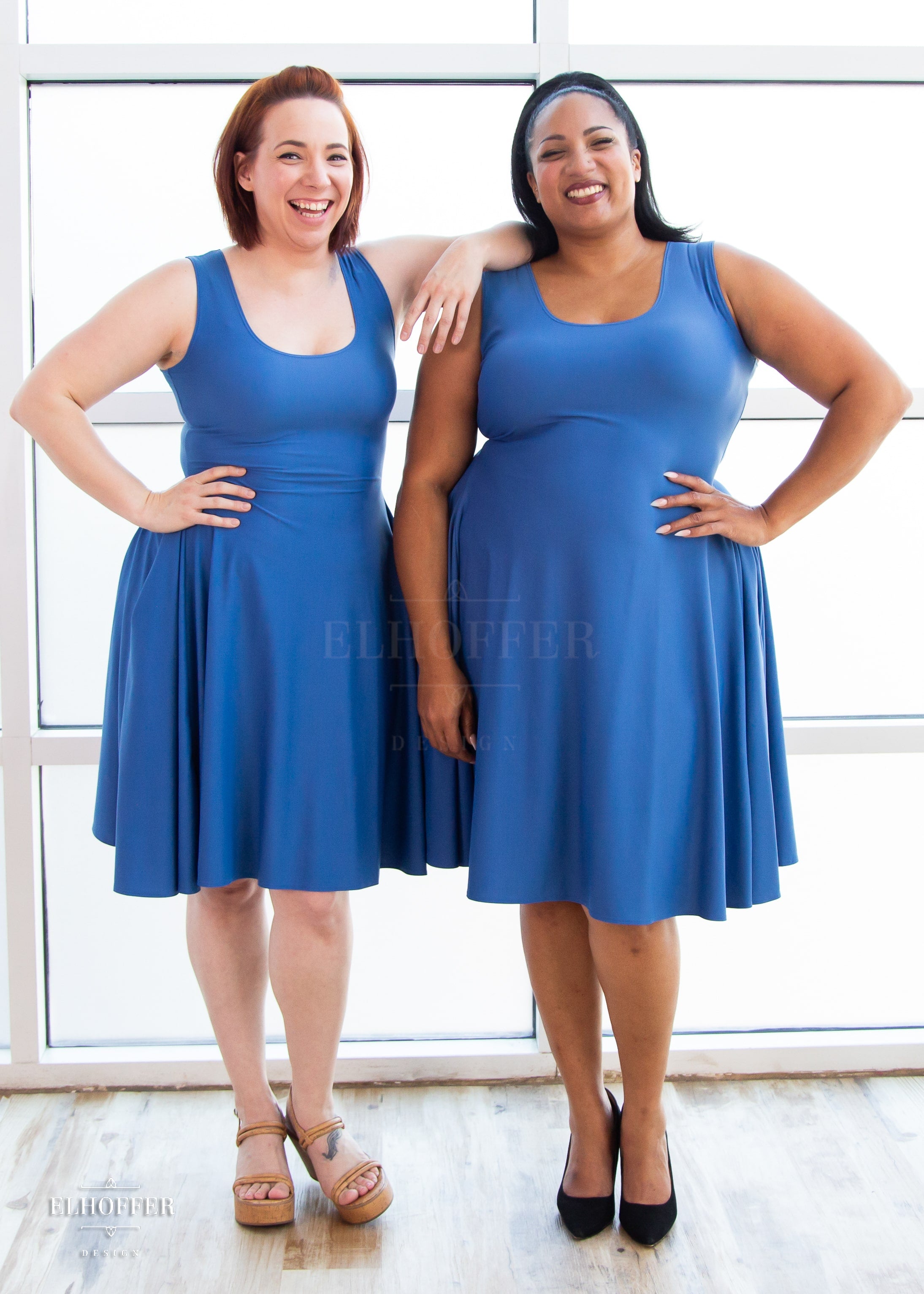 Essential Knee Length Dress - Cornflower Blue