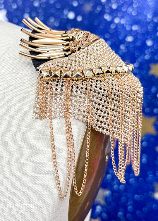 Gold and Black Chain Epaulette - Set of 2
