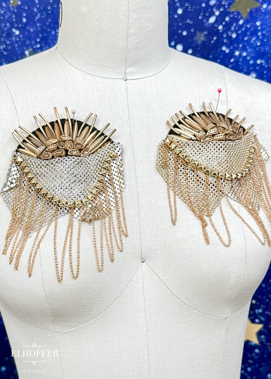Gold and Black Chain Epaulette - Set of 2