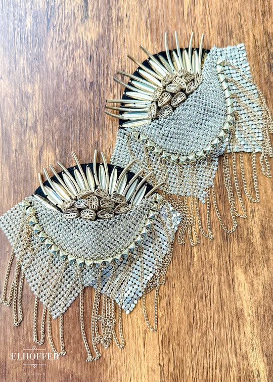 Gold and Black Chain Epaulette - Set of 2
