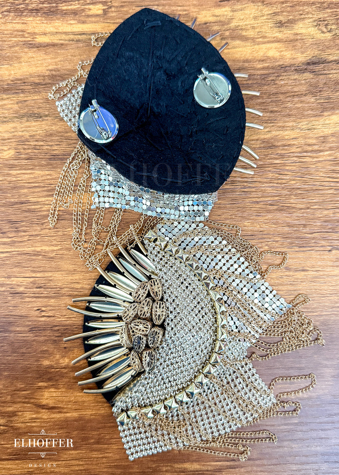 Gold and Black Chain Epaulette - Set of 2