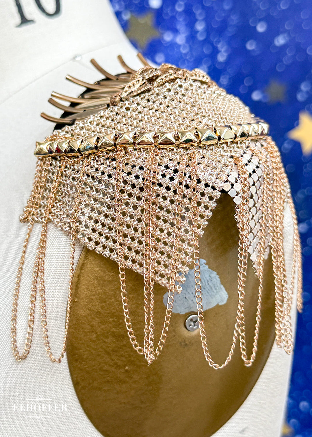 Gold and Black Chain Epaulette - Set of 2