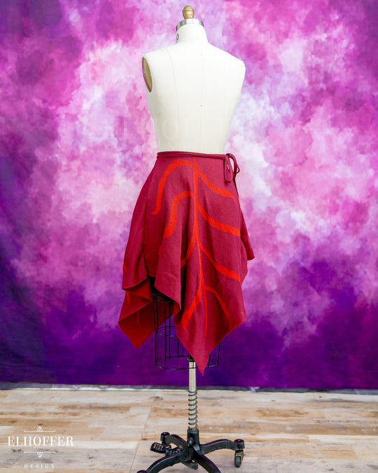 Handmade Leaf Wrap Skirt - Autumnal Burgundy