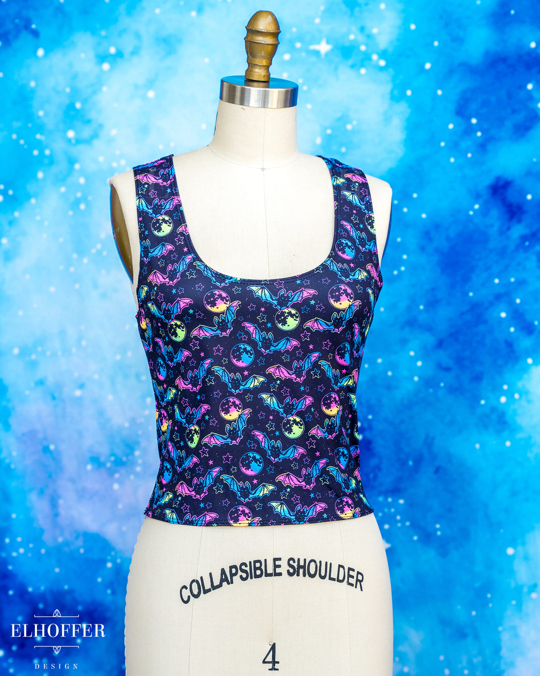 Essential Buffy Crop Top - Neon Rainbow Bats