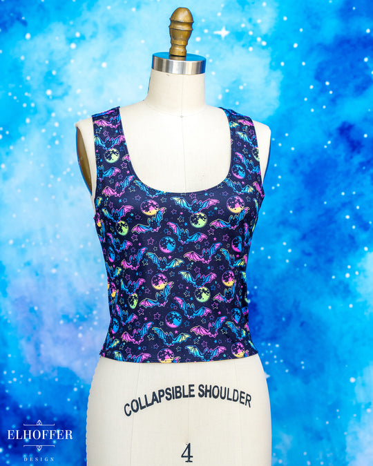 Essential Buffy Crop Top - Neon Rainbow Bats
