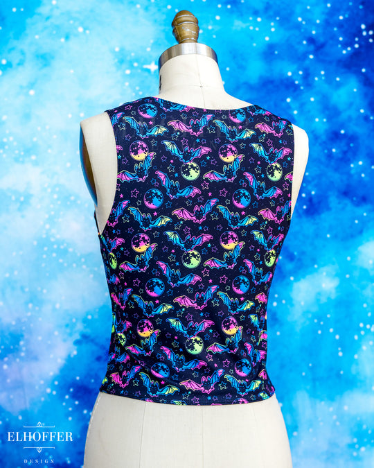 Essential Buffy Crop Top - Neon Rainbow Bats