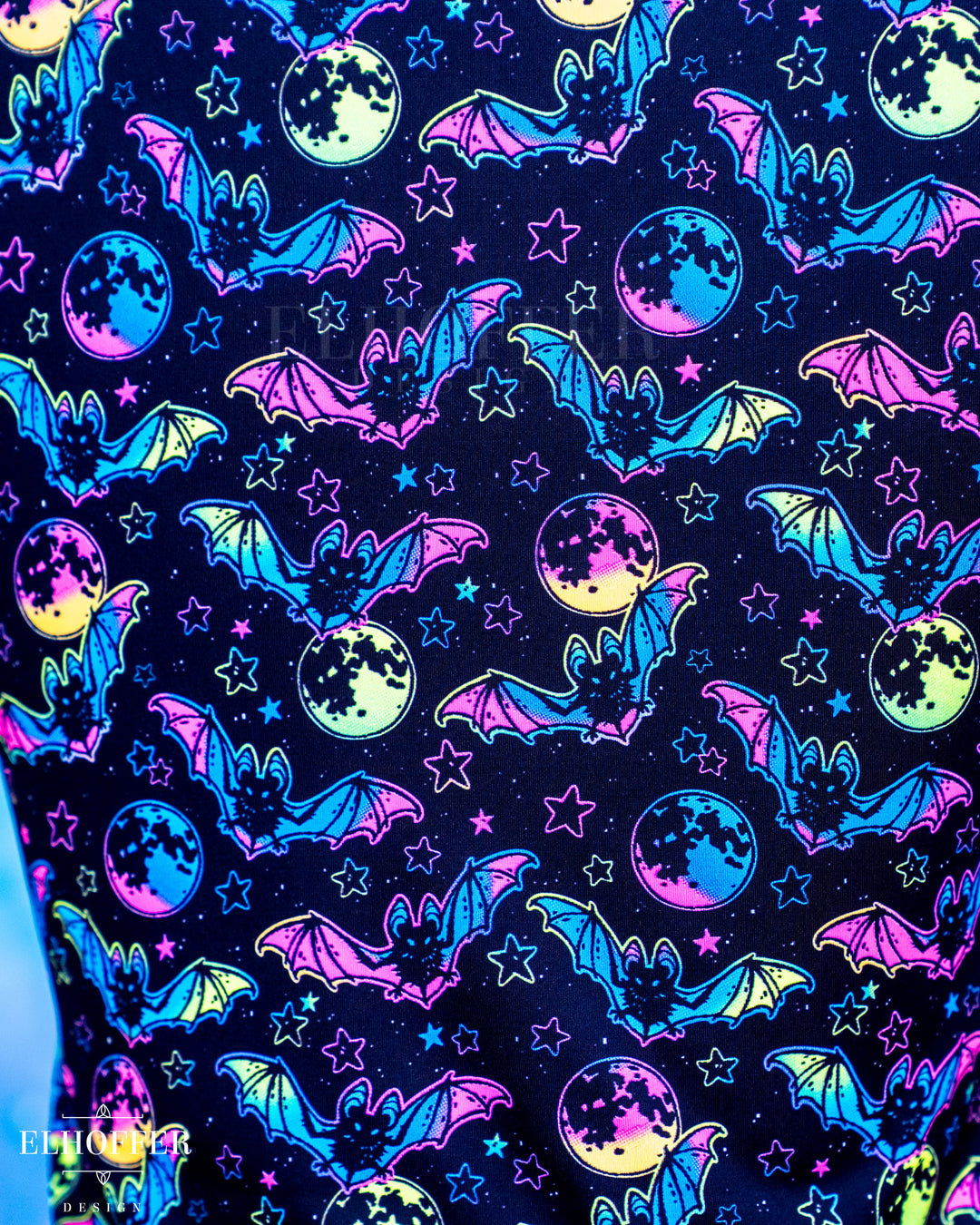 Essential Buffy Crop Top - Neon Rainbow Bats