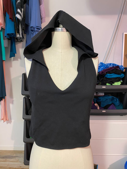 Sample Sale | Essential Mara Hooded Top - Black Ponte - M - Dev