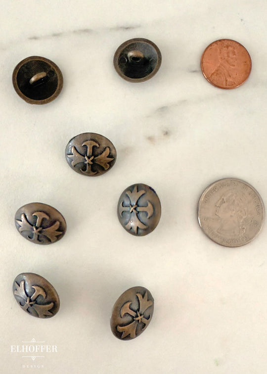 Bronze Medieval Cross Shank Buttons - Metal - 28L