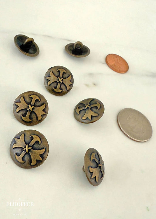 Bronze Medieval Cross Shank Buttons - Metal - 28L