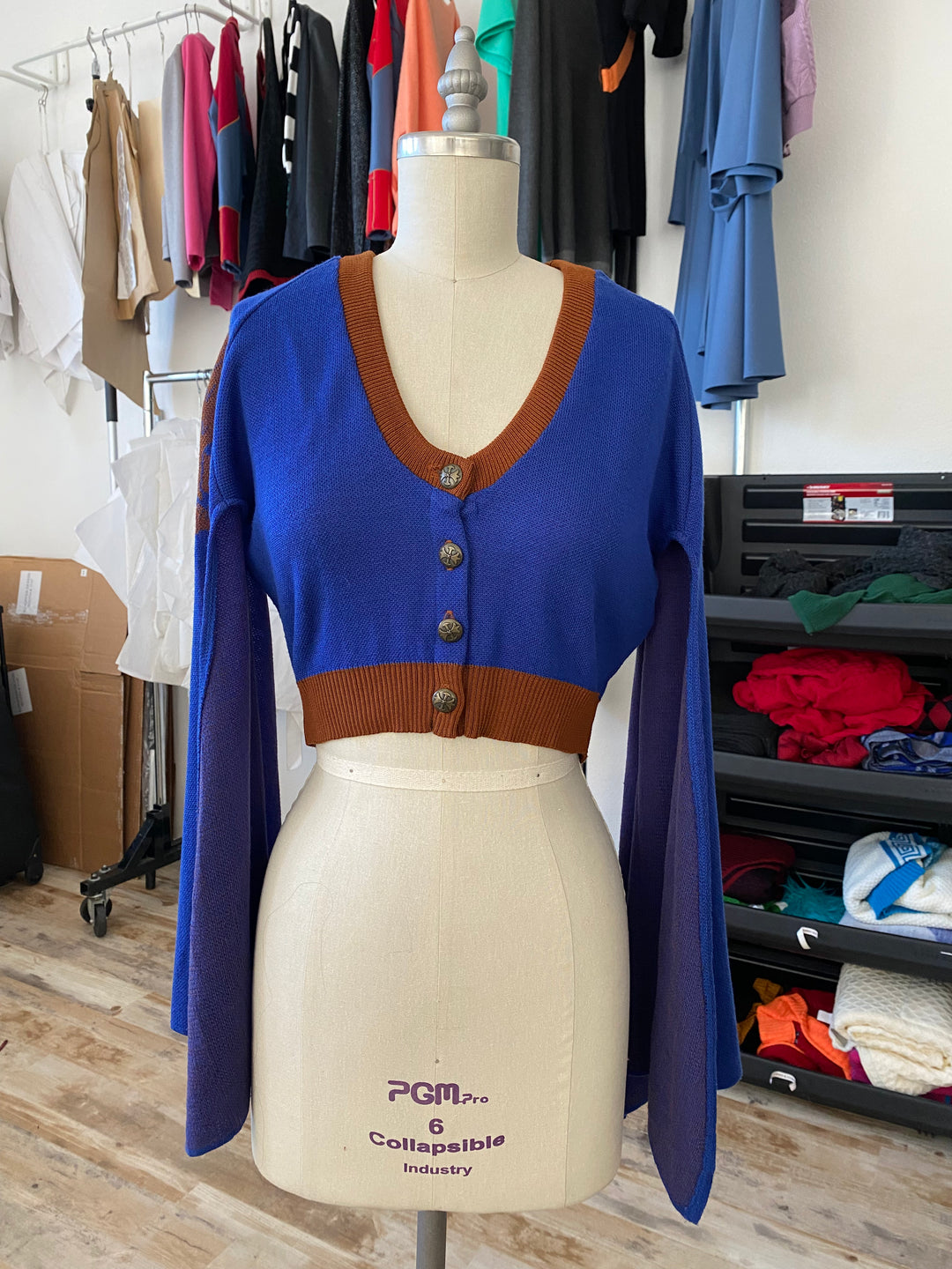 Sample Sale | Eagle Cape Sleeve Cardigan - Blue/ Brown - M