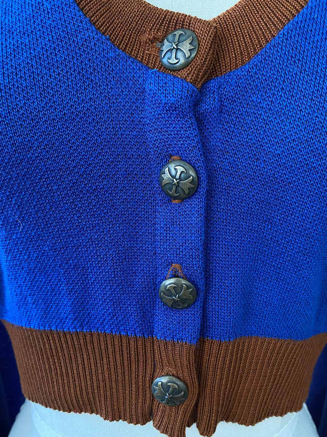 Sample Sale | Eagle Cape Sleeve Cardigan - Blue/ Brown - M