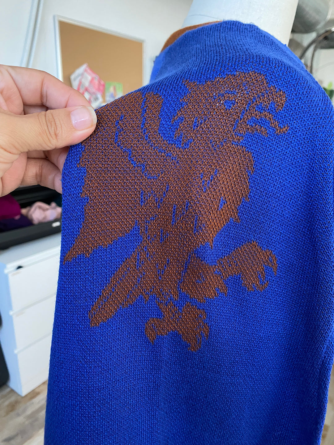 Sample Sale | Eagle Cape Sleeve Cardigan - Blue/ Brown - M