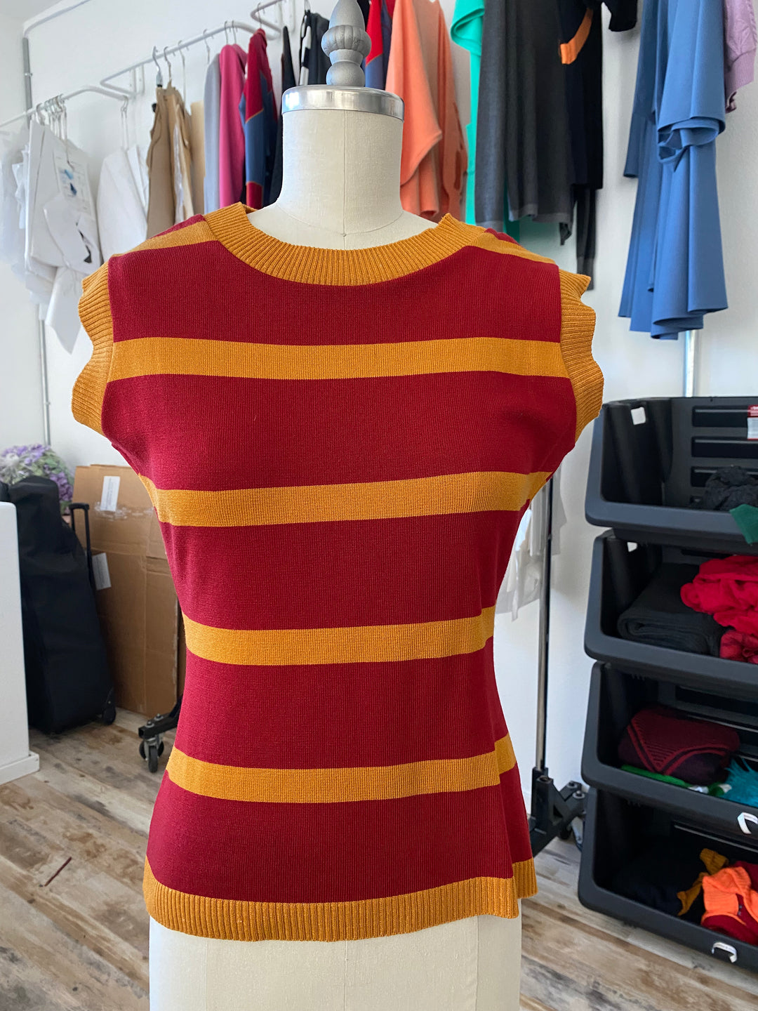 Sample Sale | Bravery Stripe Shell - Mustard/ Crimson - M