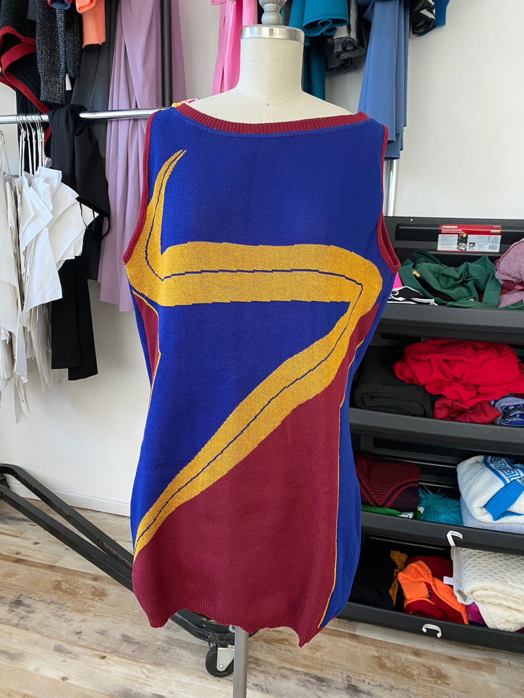 Sample Sale | Marvelous Bolt Tunic Dress - XL/2XL - Blue/ Scarlet - Altered from Production