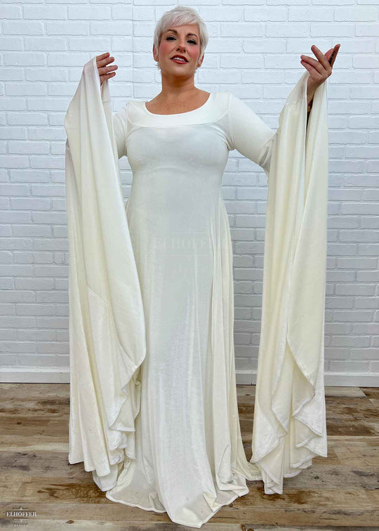 ivory velvet dress Elven Princess Velvet Gown - Ivory Velvet with Lining