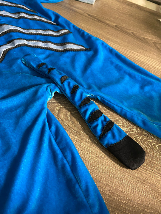 Sample Sale | Blue Tiger Baby Onesie w/ Hood - 1.5/2T