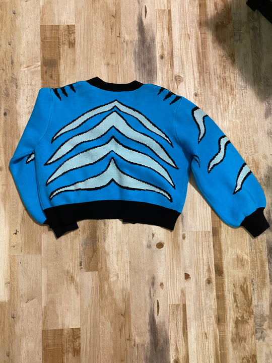Sample Sale | Turquoise Tiger Oversize Crop Cardi - M (L-2XL)