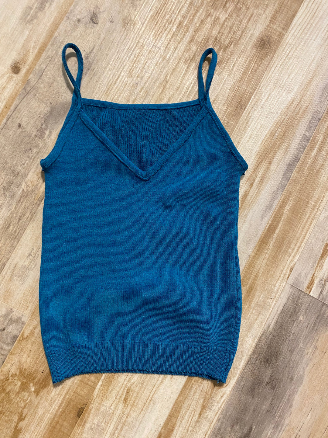 Sample Sale | Rib V-Neck Tank Top - Teal - M/L