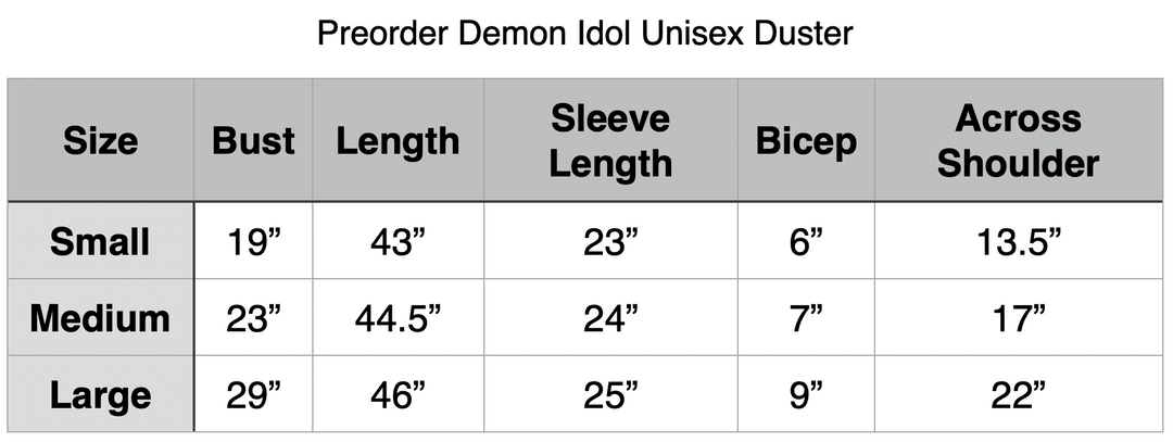 PREORDER - Demon Idol Unisex Duster - Black & Purple