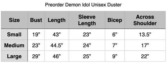 PREORDER - Demon Idol Unisex Duster - Black & Purple