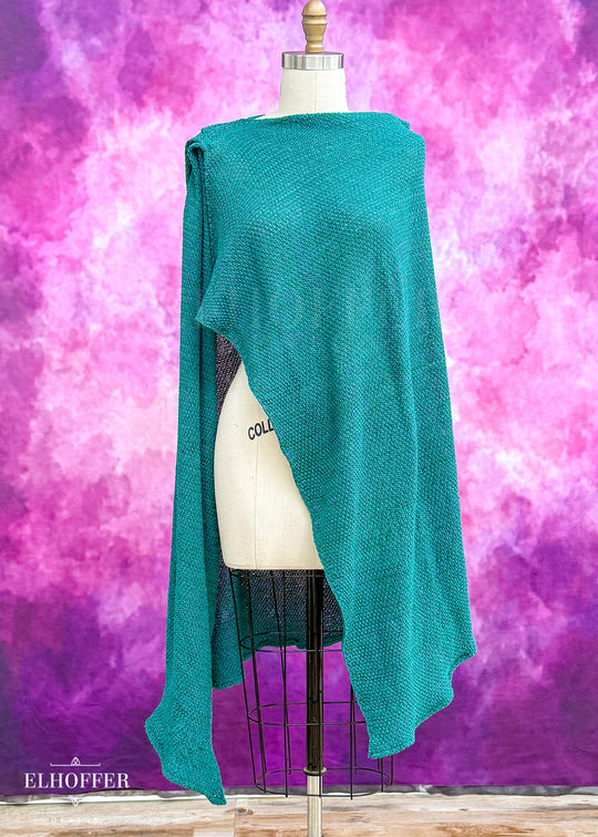 Handmade Runic Teal Galactic Senator Cape - Made from Damaged Knits