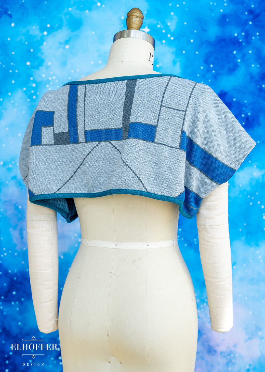 Handmade Boatneck Crop - Galactic Baby Bot Knit - Teal Contrast
