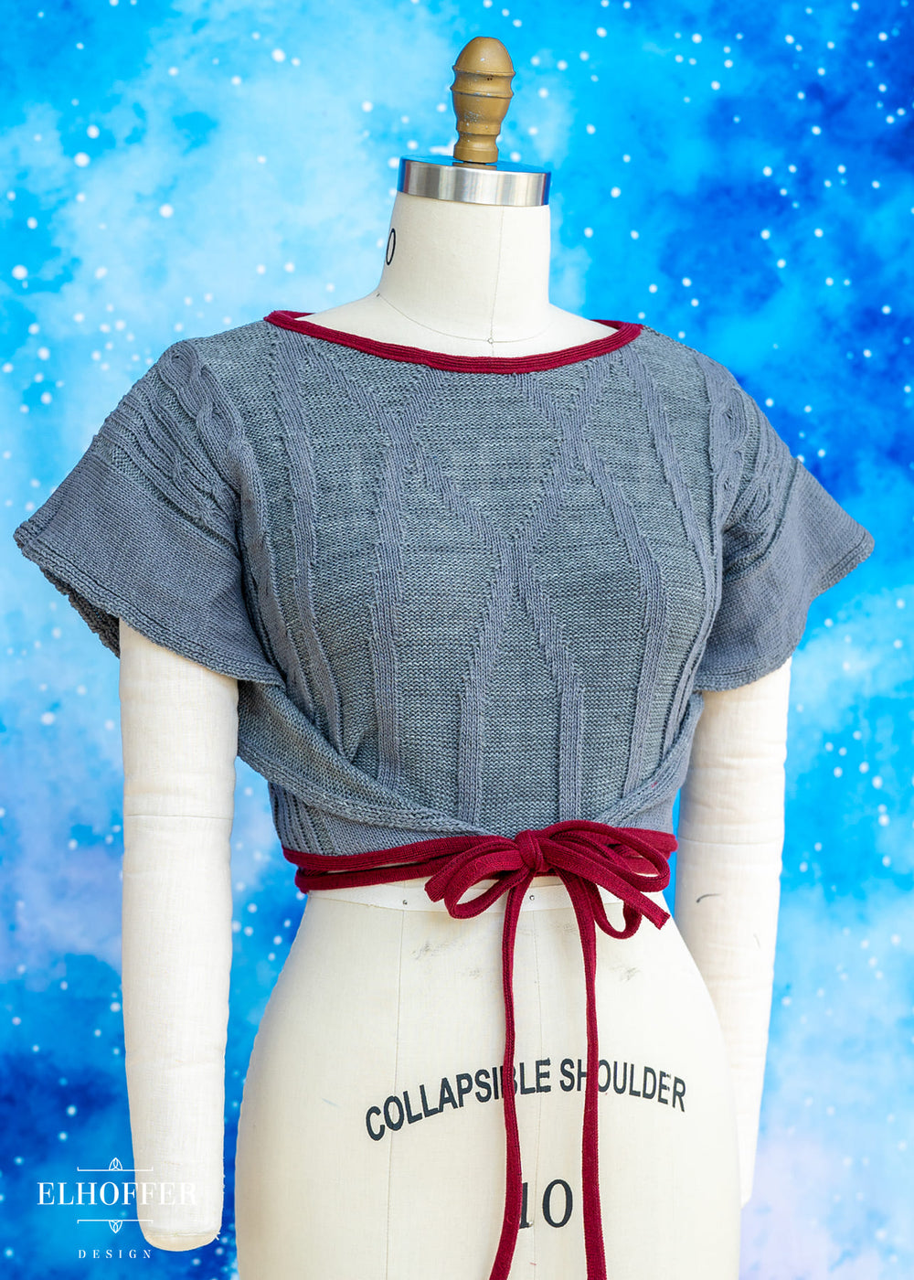 Handmade Boatneck Wrap Top - Grey Prodigy Knit