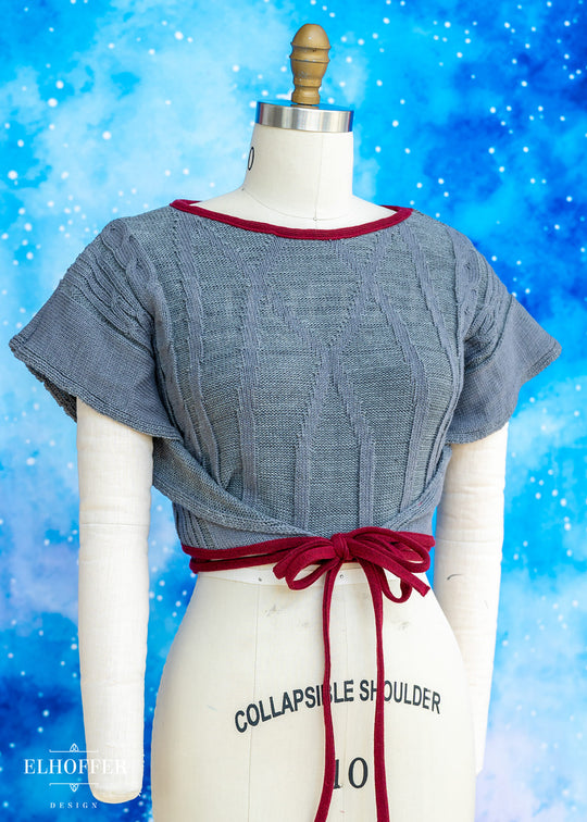 Handmade Boatneck Wrap Top - Grey Prodigy Knit