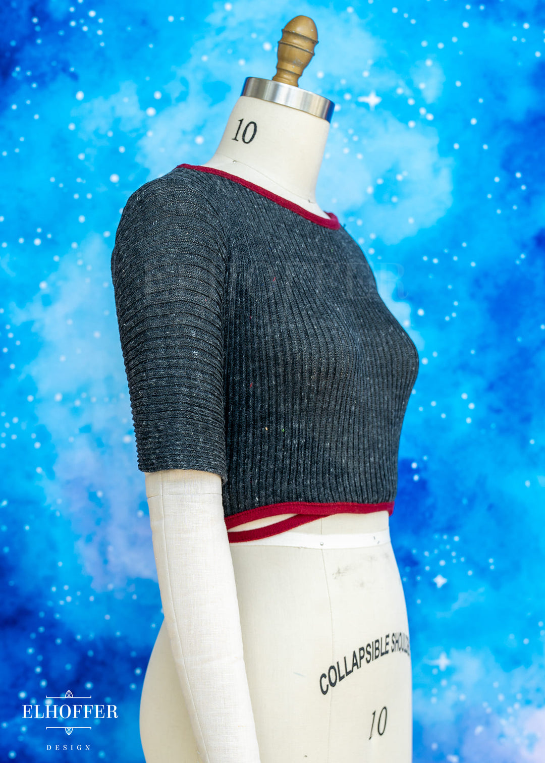 Handmade Boatneck Wrap Top - Grey Ribbed Knit