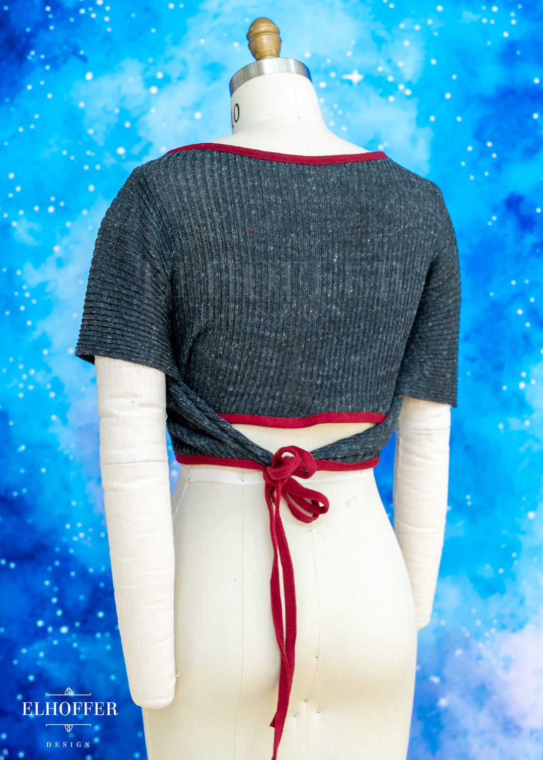 Handmade Boatneck Wrap Top - Grey Ribbed Knit