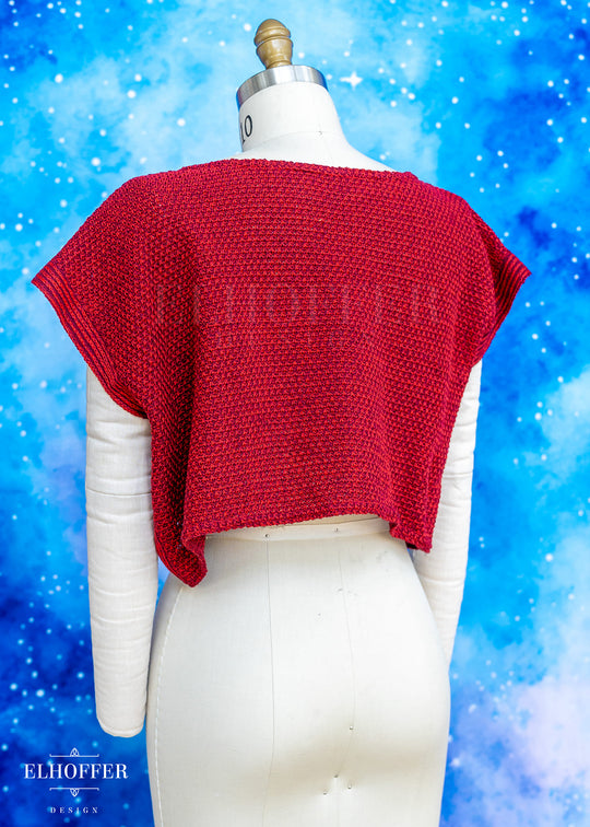 Handmade Boatneck Crop - Vamp Red Fae Knit - Best on Smaller Sizes
