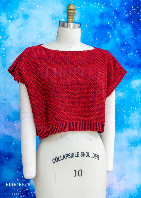 Handmade Boatneck Crop - Vamp Red Fae Knit - Best on Smaller Sizes