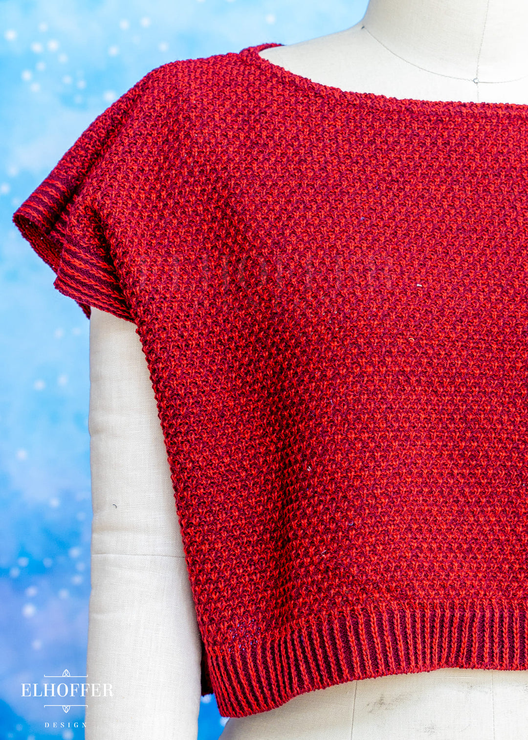 Handmade Boatneck Crop - Vamp Red Fae Knit - Best on Smaller Sizes