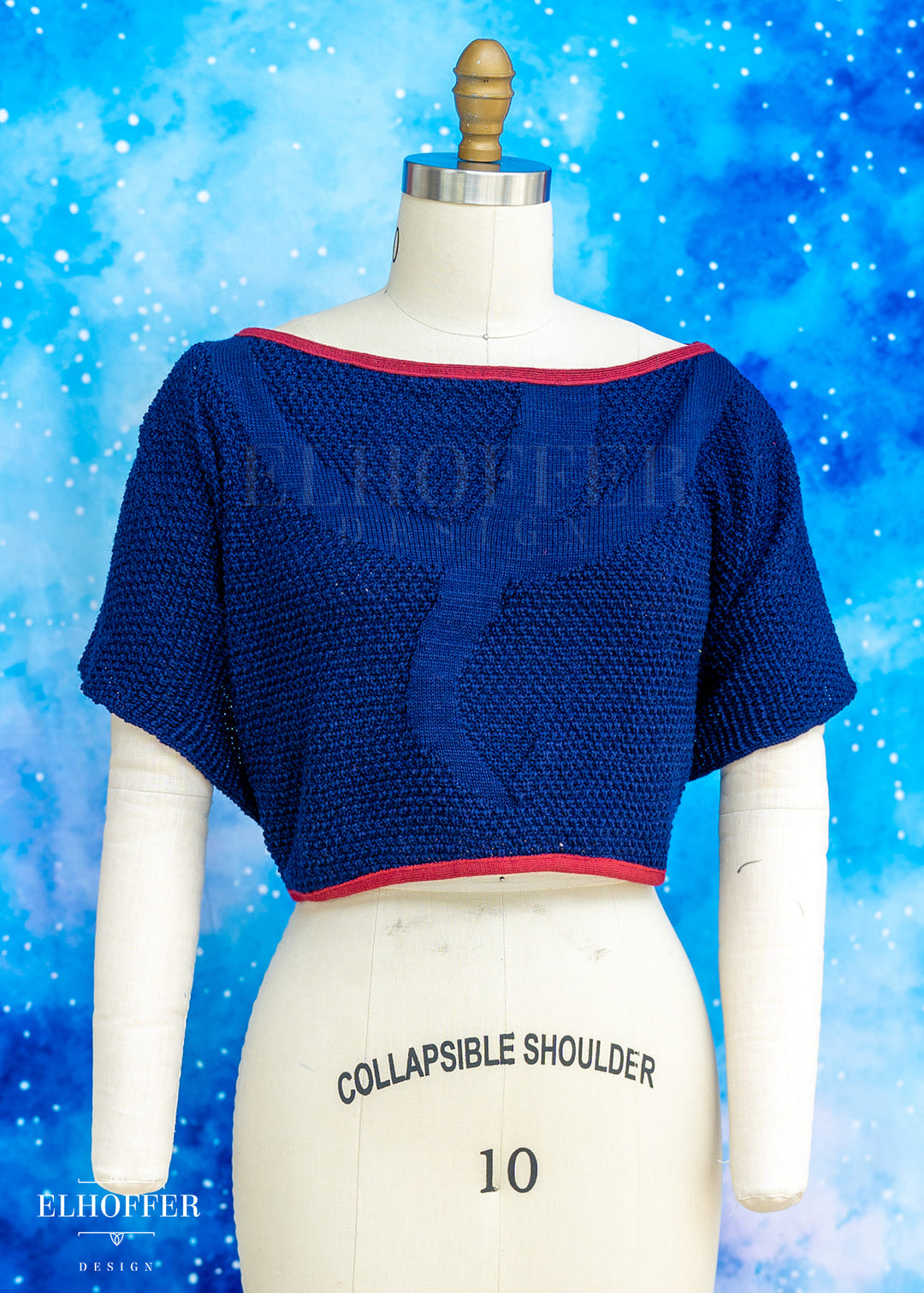 Handmade Boatneck Wrap Top - Navy Magic Script Knit