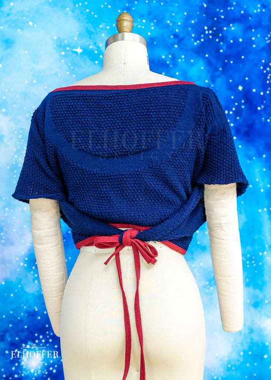 Handmade Boatneck Wrap Top - Navy Magic Script Knit