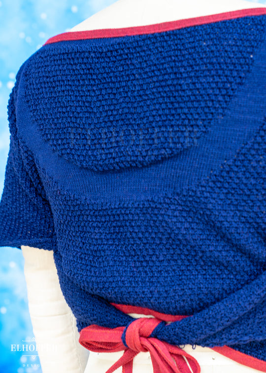 Handmade Boatneck Wrap Top - Navy Magic Script Knit