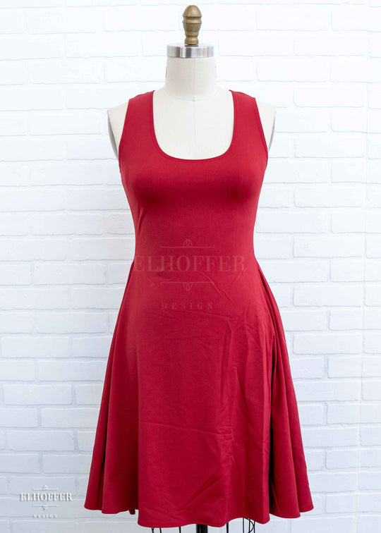 Essential Knee Length Dress - Crimson