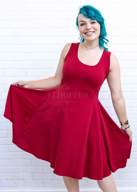 Essential Knee Length Dress - Crimson